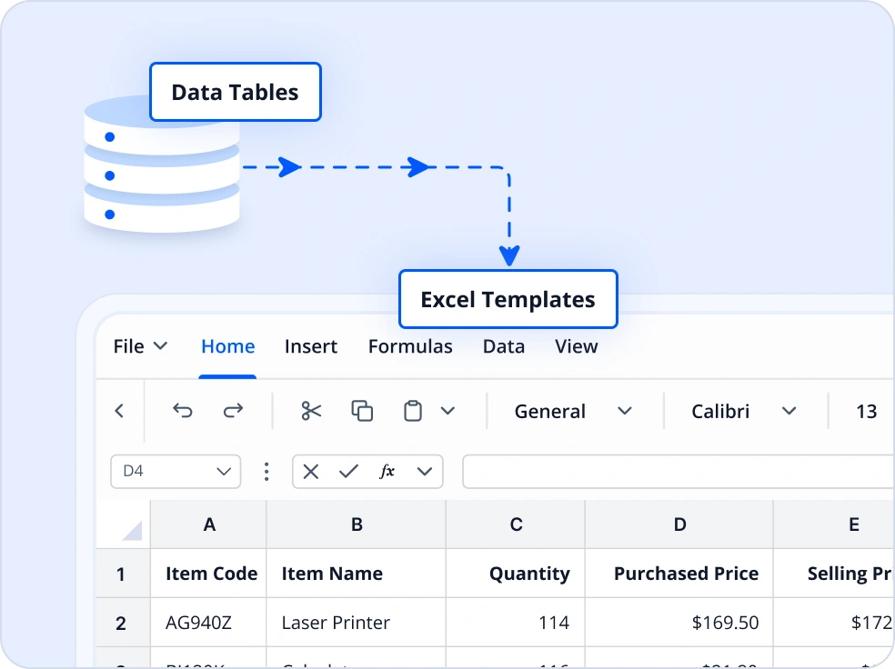Import data to Excel.