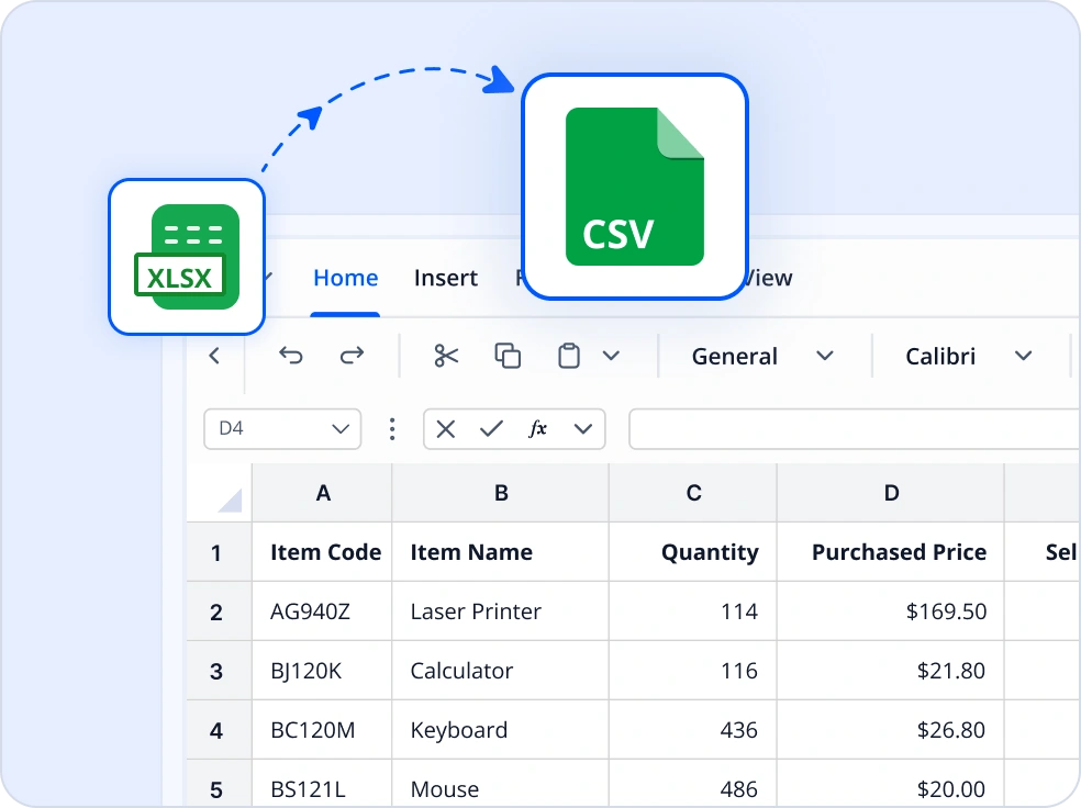 Excel to CSV.