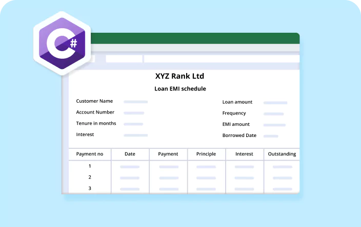 Generate a Loan EMI Schedule as an Excel Document Using C#