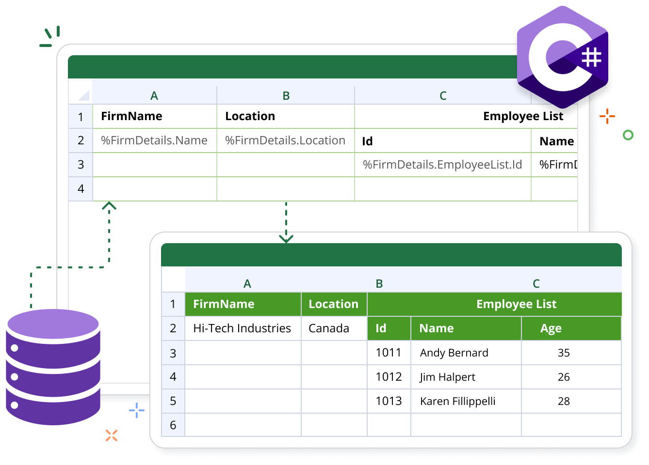 Template markers in .NET Excel.