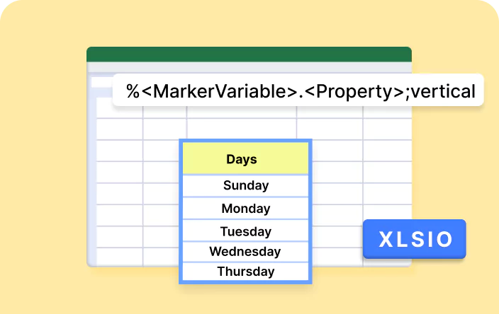 How to use vertical argument in template markers using XlsIO