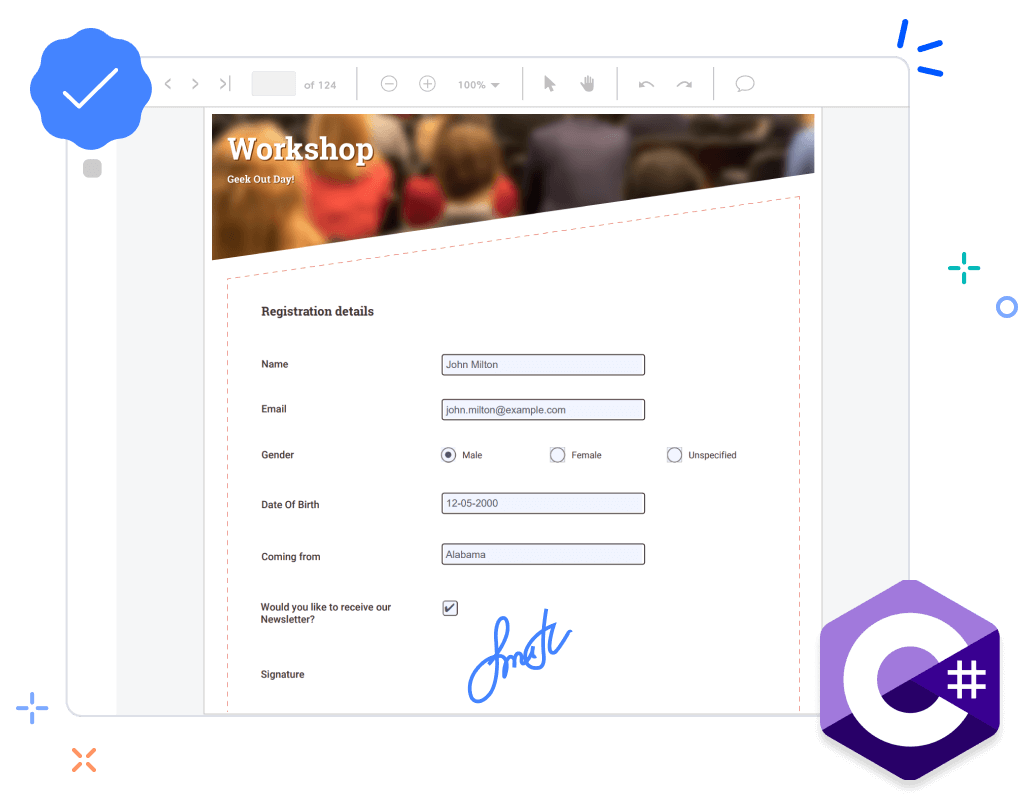 Digital signature in C# PDF.