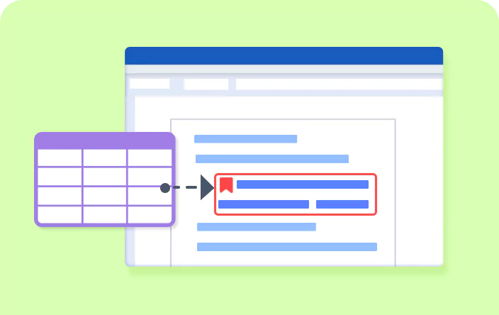 How to add table at bookmark location