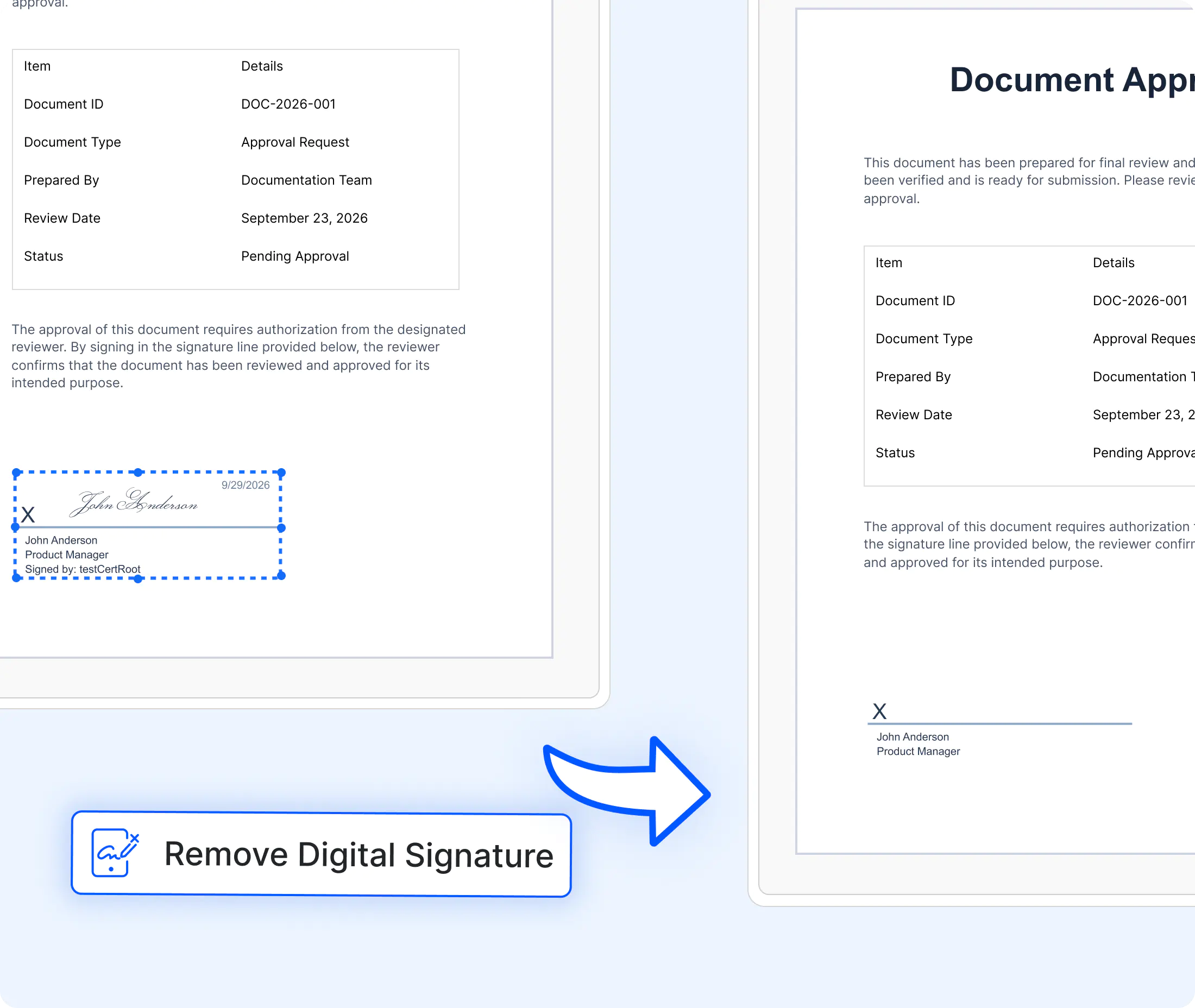 Remove signature.