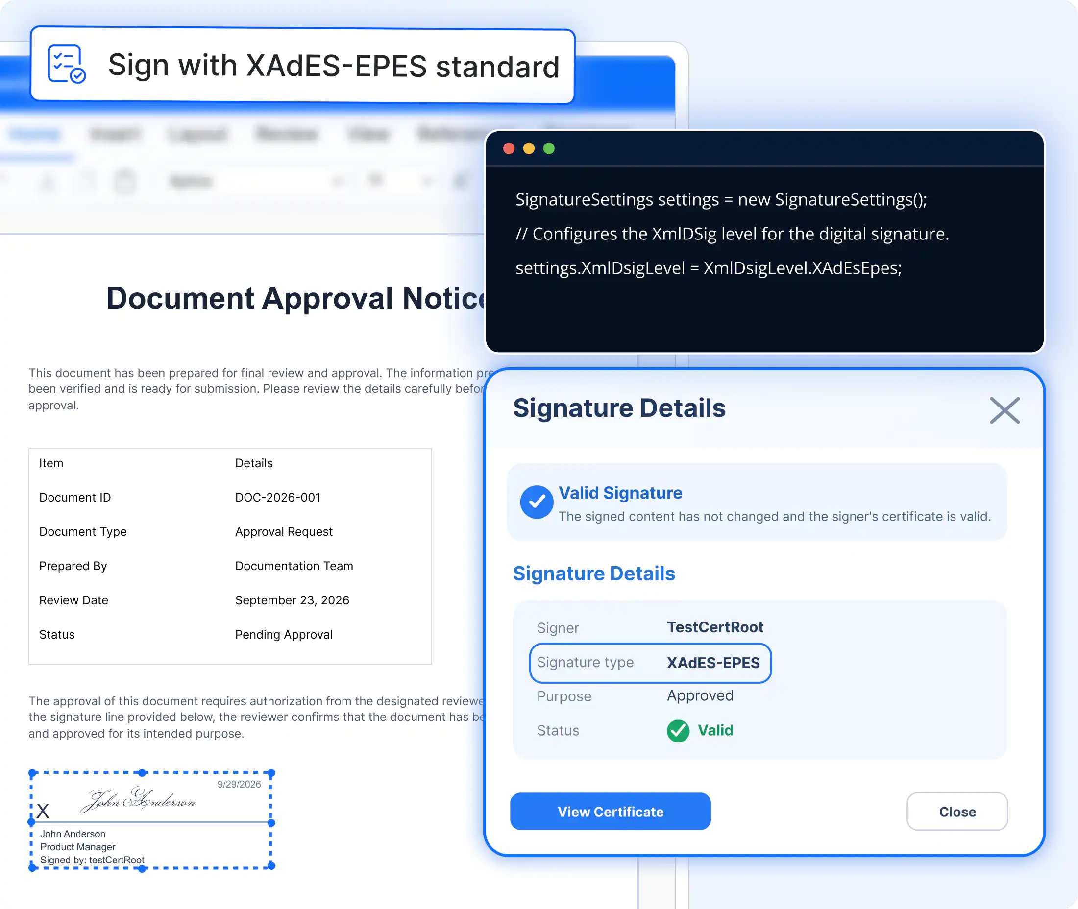 Sign with XAdES-EPES standard