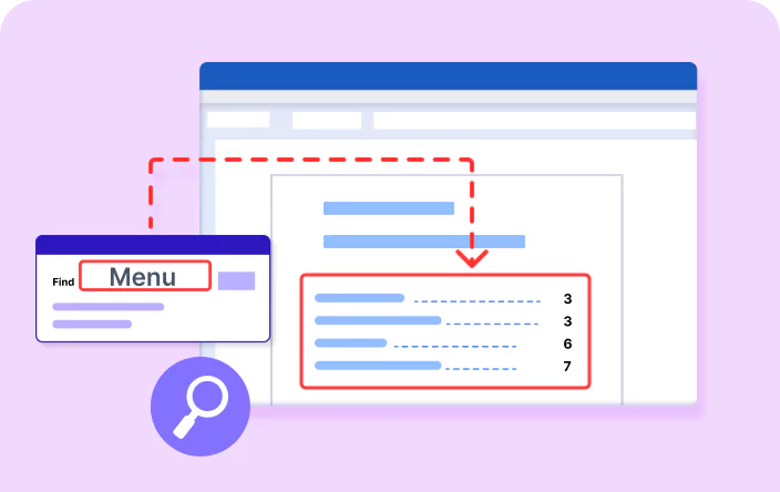 Find and replace text with a Table of Contents (TOC) in a Word document
