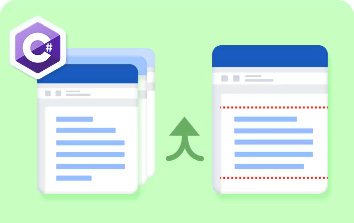 Merge multiple Word documents and retain the destination document’s header and footer in C#