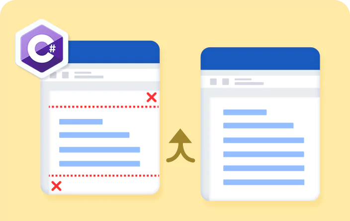 Merge two Word documents without retaining header and footer from the source document in C#