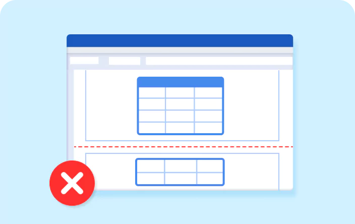 How to avoid table splitting across the pages