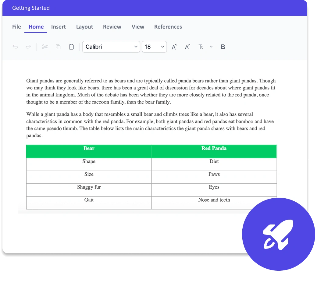 Ultra-fast DOCX editing performance.
