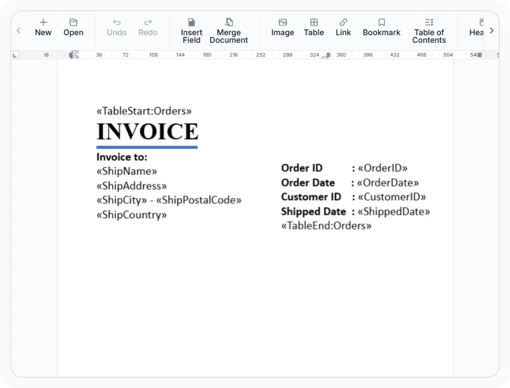 Form fields in DOCX Editor.