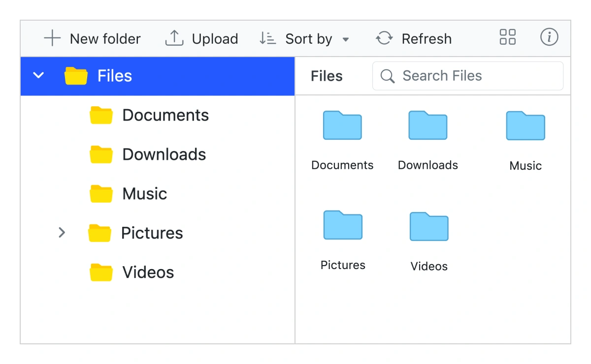Customizable layout design in JavaScript File Manager.