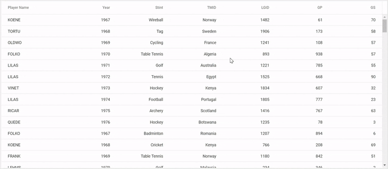 JavaScript Data Grid Infinite scrolling