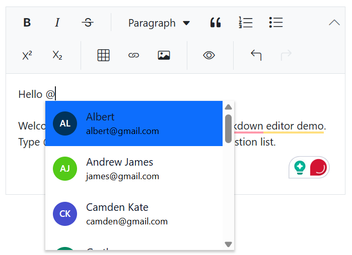Markdown mention integration