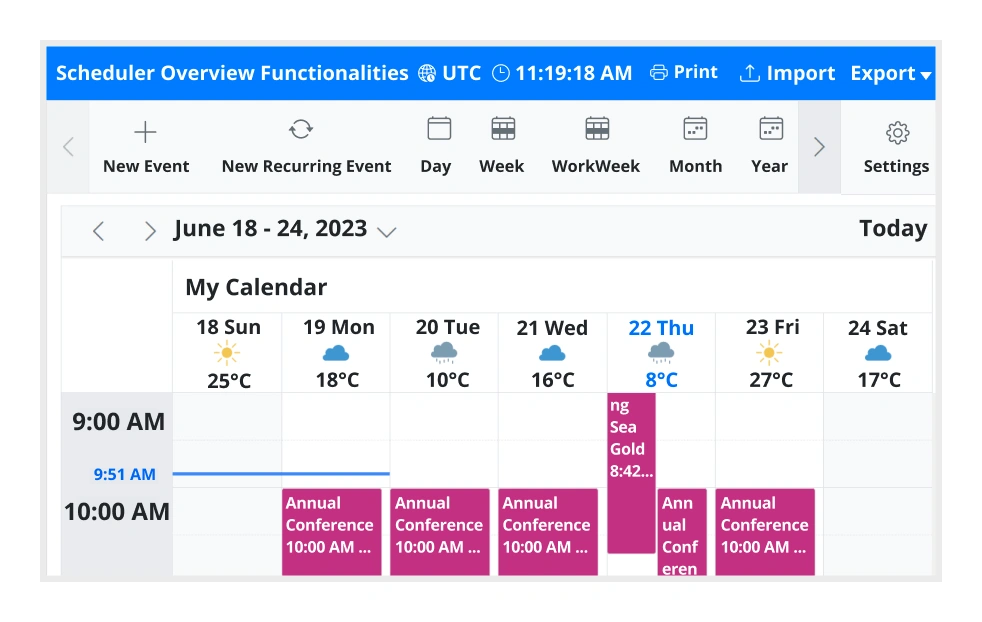 Illustration of complete JavaScript Scheduler customization.