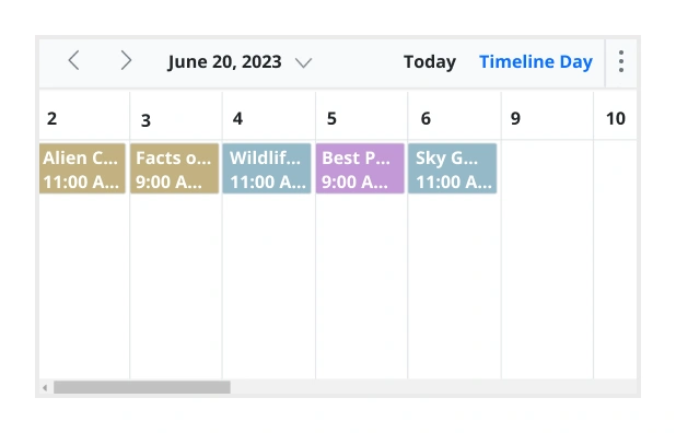 Illustration of hiding weekend days in JavaScript Scheduler.