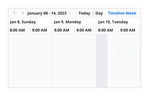 Illustration of setting start and end hours on JavaScript Scheduler.
