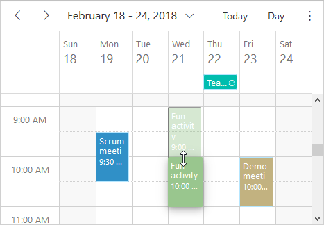 JavaScript scheduler event resizing
