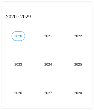 Decade view in Flutter Date Range Picker.