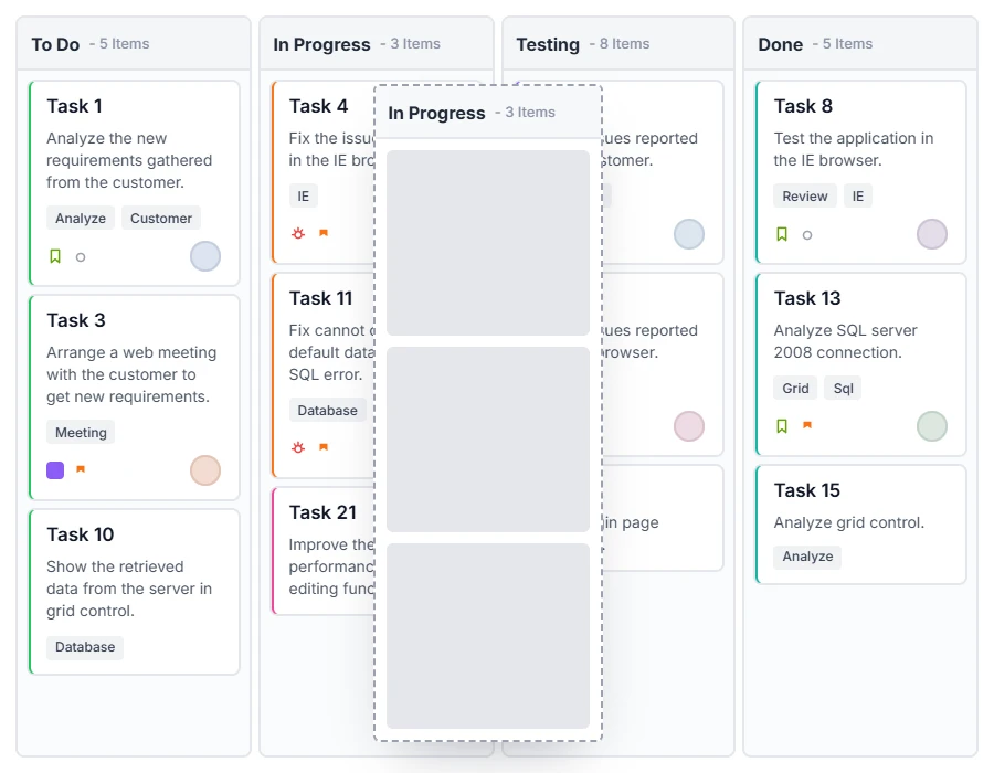 Kanban columns configuration