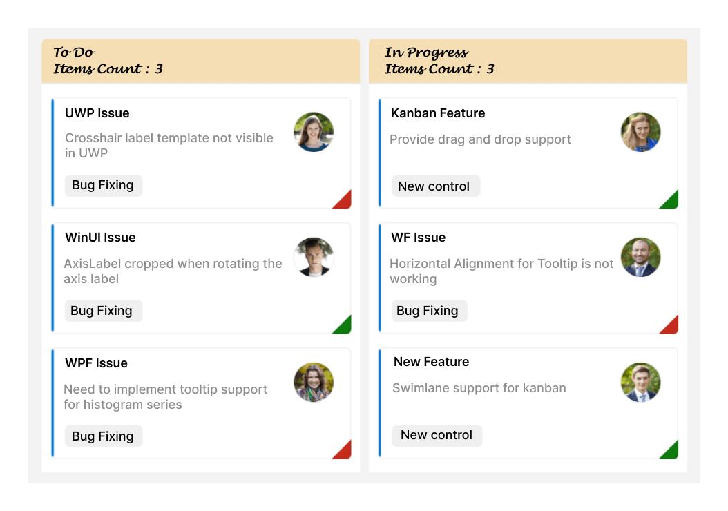 Column header customization in WinUI Kanban control