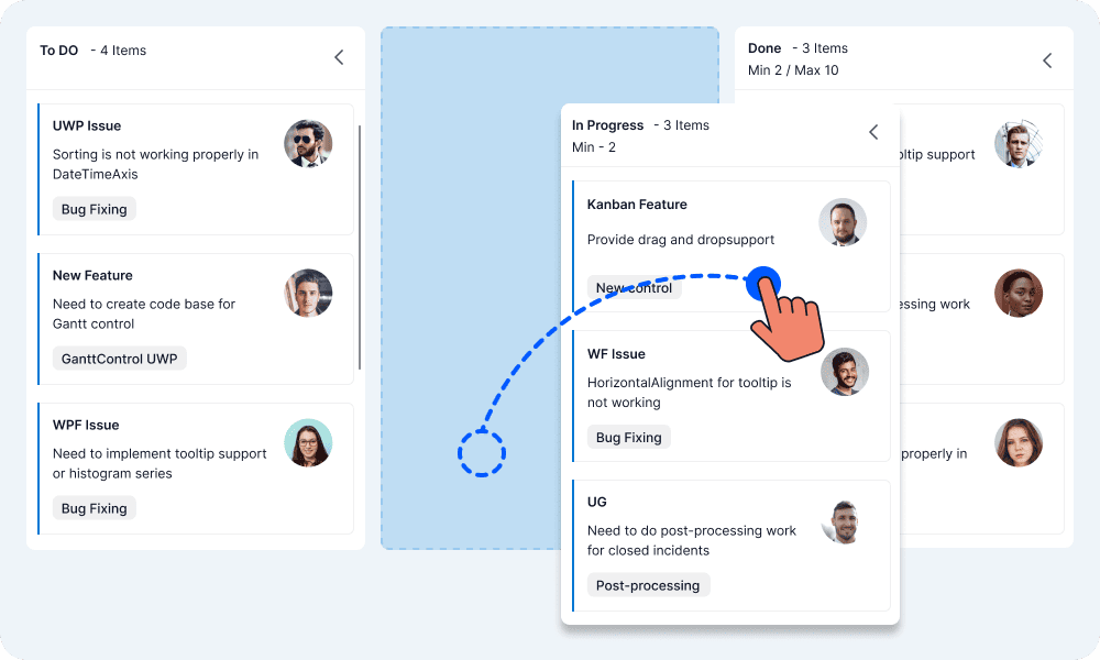 Column rearrangement in WinUI Kanban control