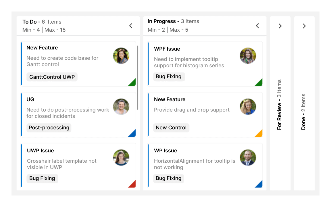 Expand and collapse columns in WinUI Kanban control