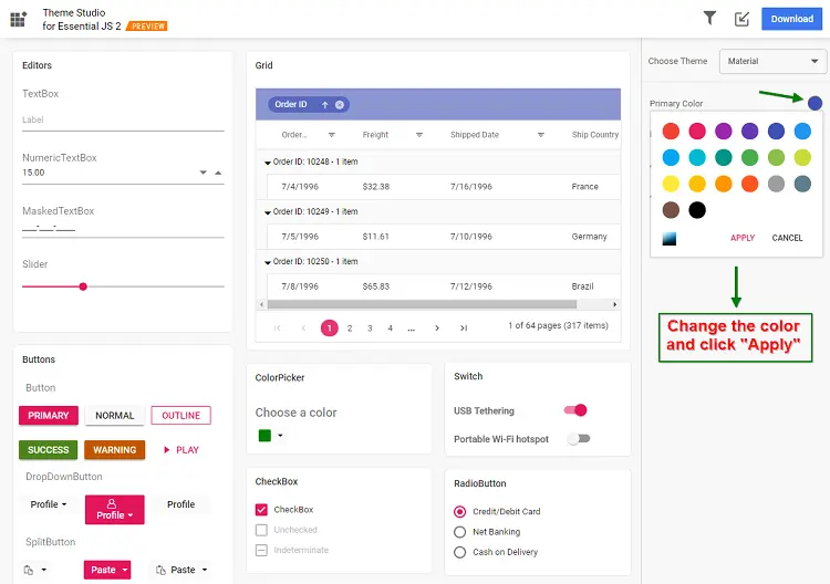 Data Grid built in themes