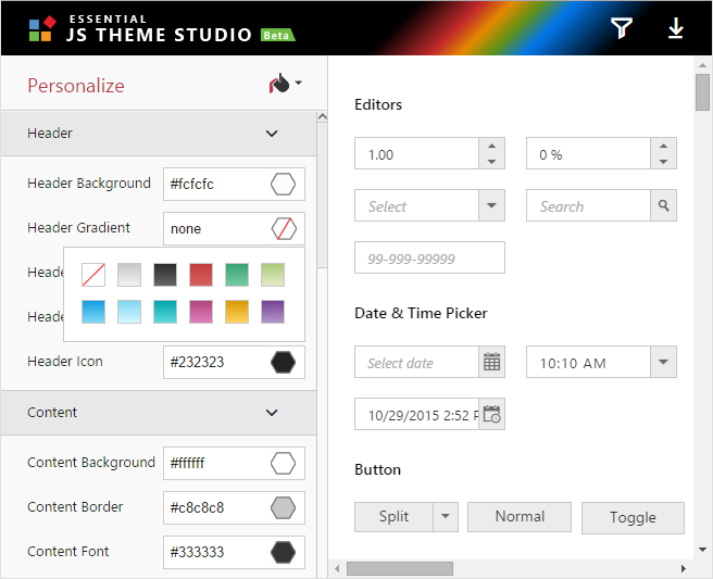 Theme Studio for jQuery controls | Syncfusion