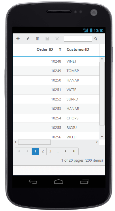 Grid in mobile layout.