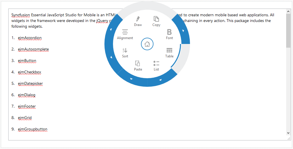 Overview of JSP Radial Menu Control
