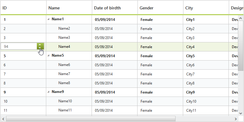 Numeric editing in JSP TreeGrid