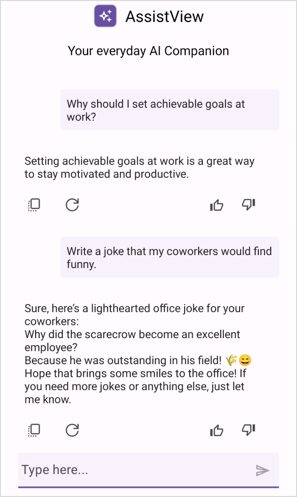 Header view in .NET MAUI AI AssistView