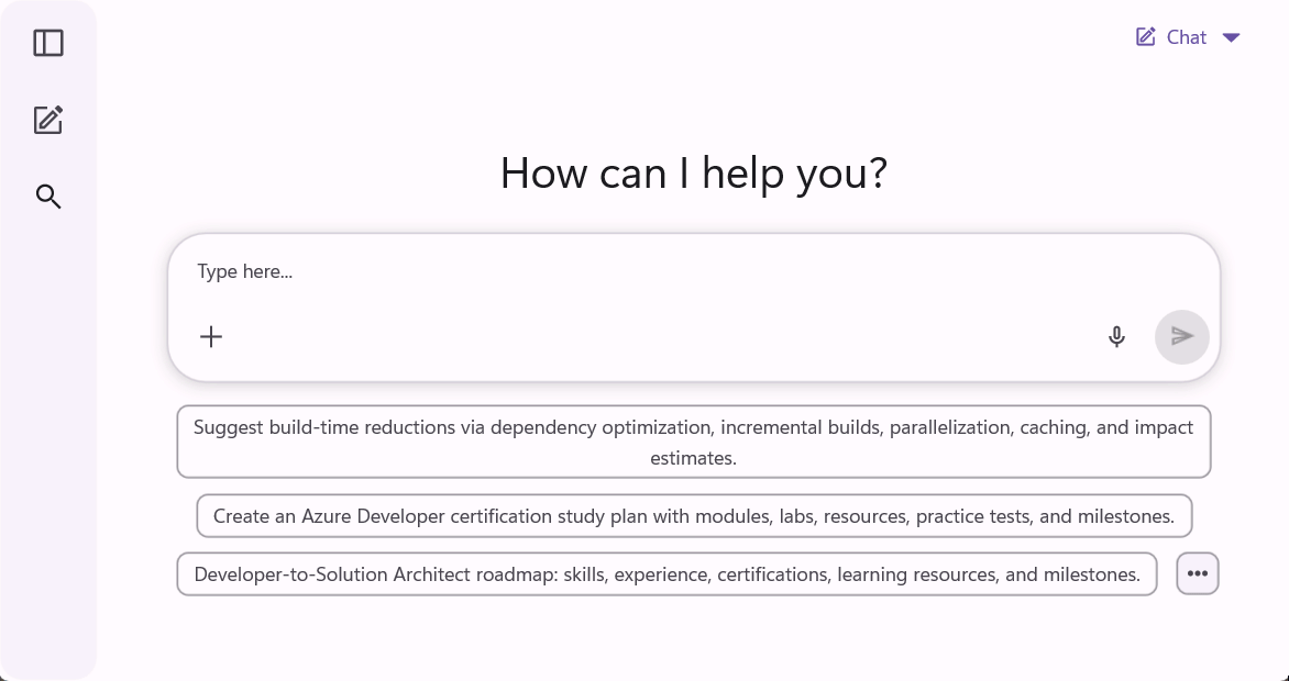 Prompt library in .NET MAUI AI AssistView.