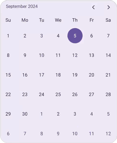 Adjacent month in .NET MAUI Calendar.