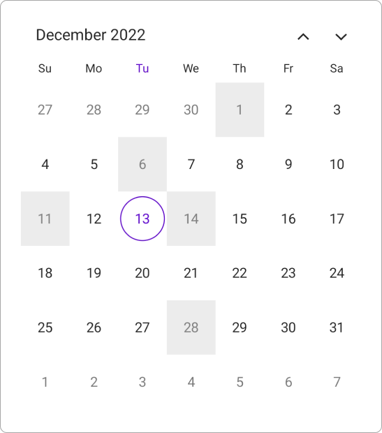 Selectable day predicate in .NET MAUI Calendar.