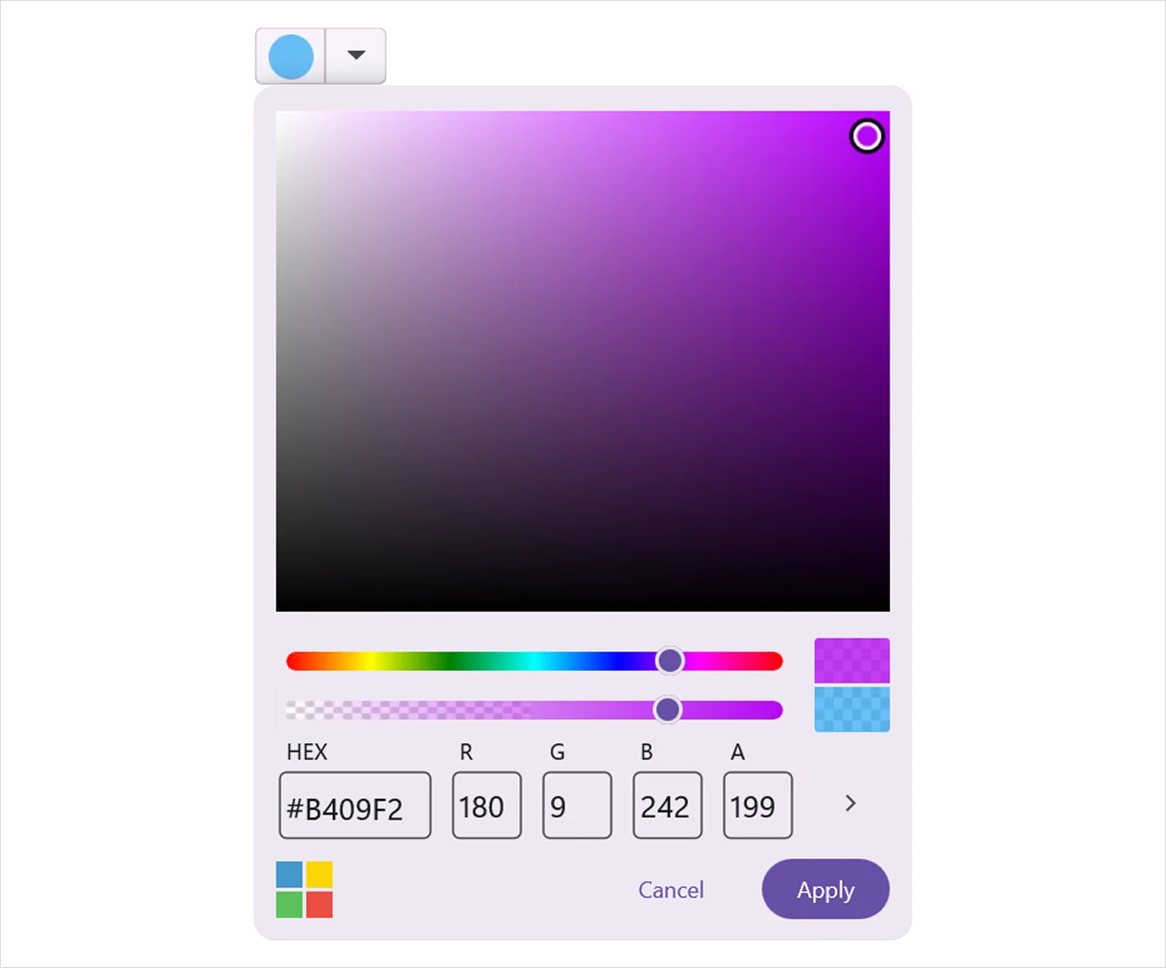Alpha slider in .NET MAUI Color Picker.
