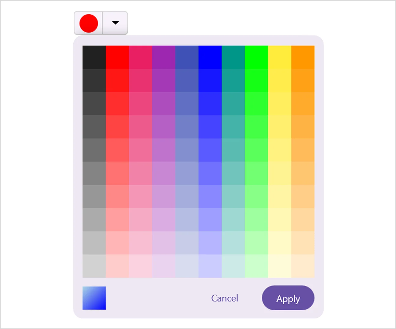 .NET MAUI Color Picker control in palette mode.