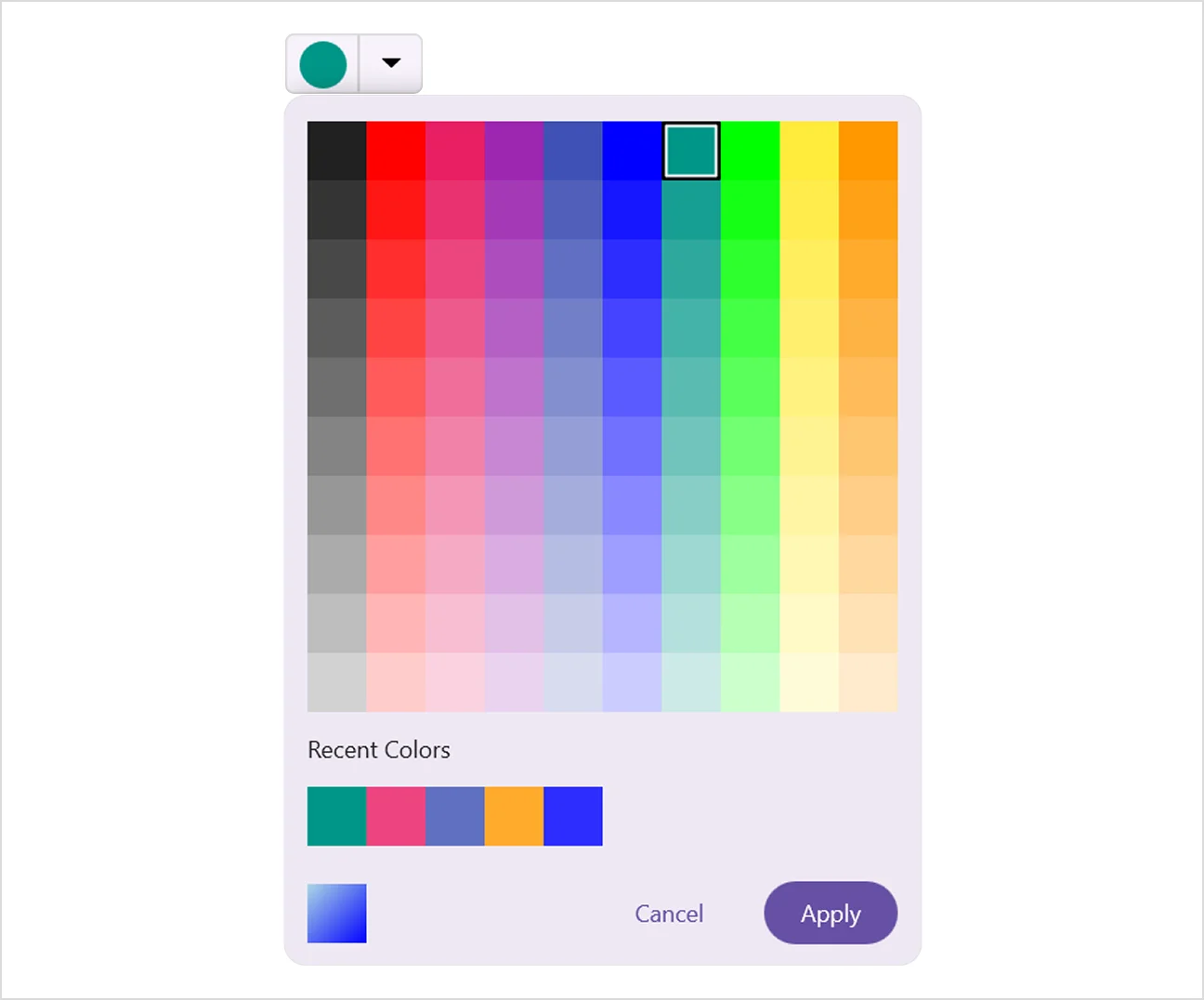 Recent color in .NET MAUI Color Picker.