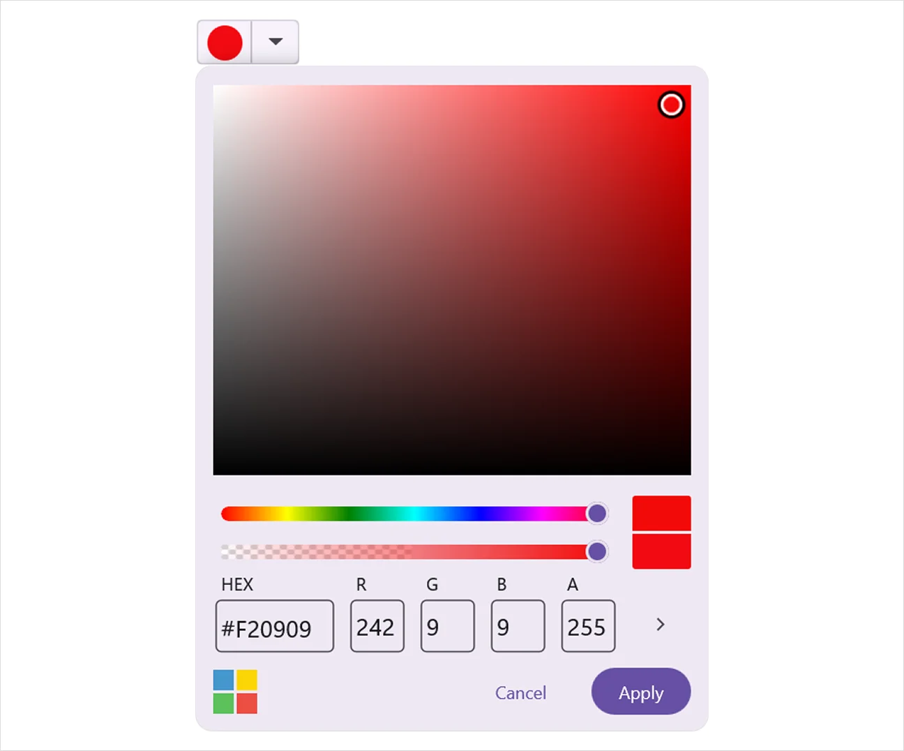 .NET MAUI Color Picker control in spectrum mode.