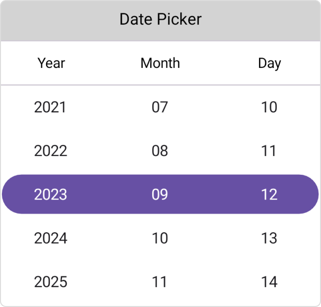 Header view in .NET MAUI Date Picker.
