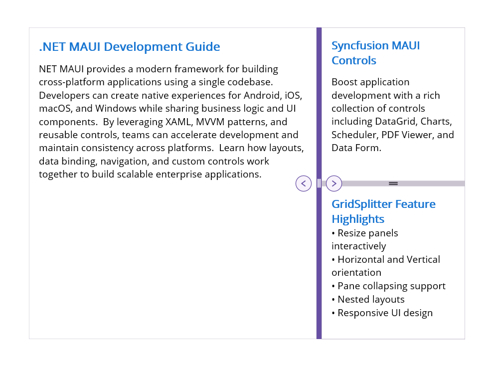 .NET MAUI Grid Splitter collapsible panes