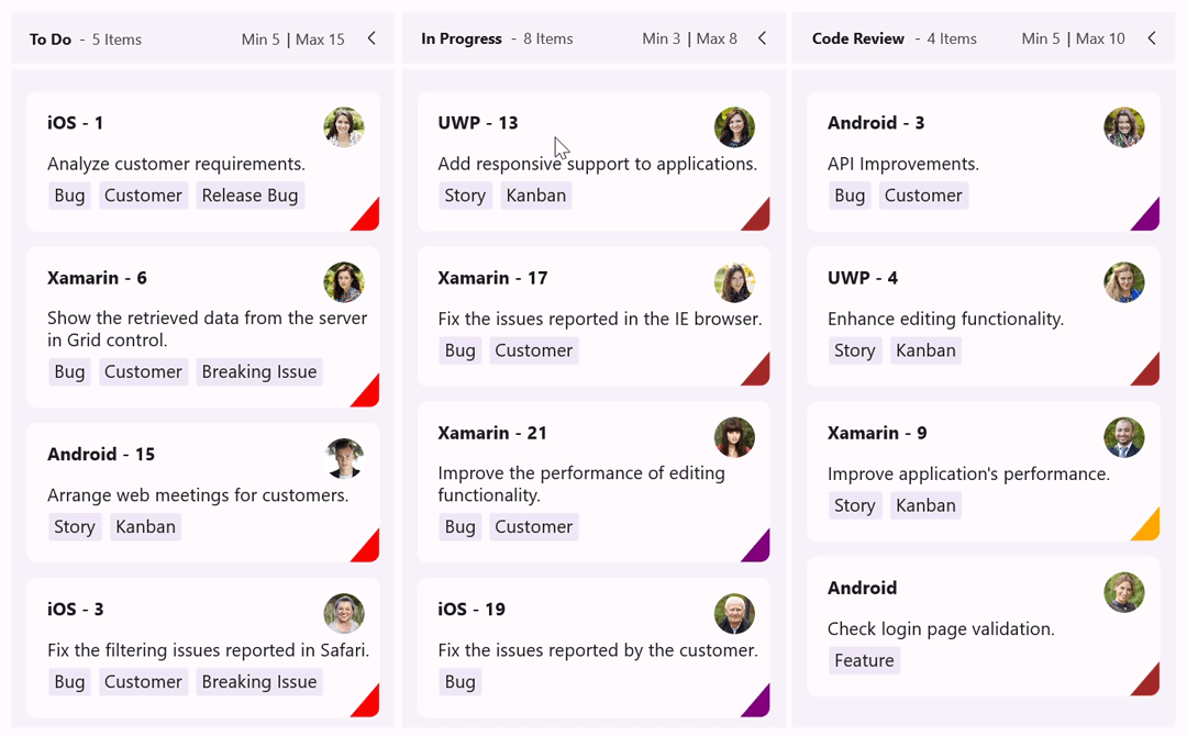 Workflow in .NET MAUI Kanban Board.