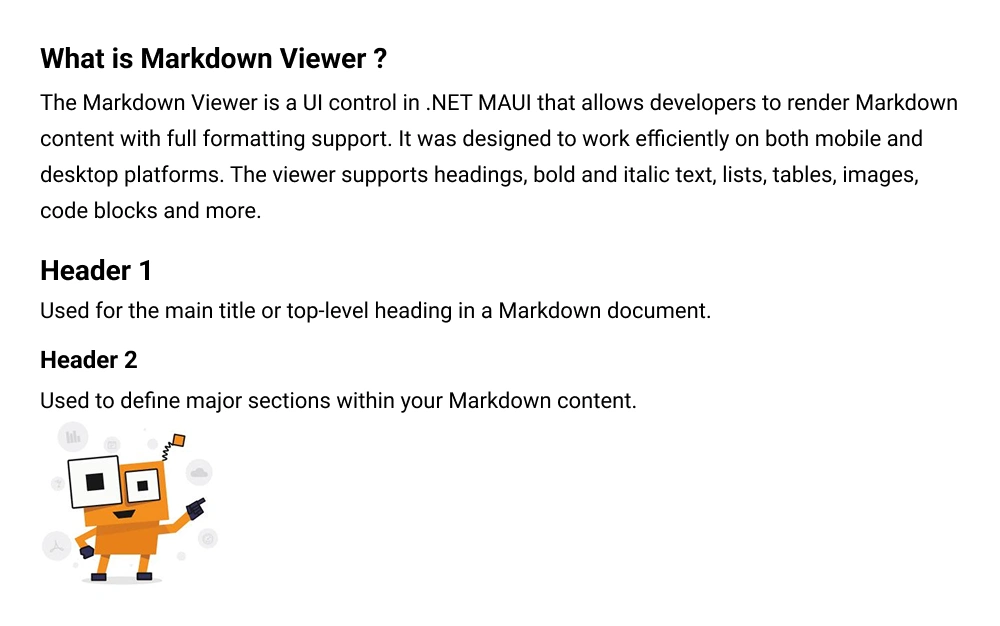 Default Markdown rendering in .NET MAUI.