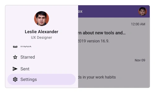 .NET MAUI Navigation Drawer control with footer view.