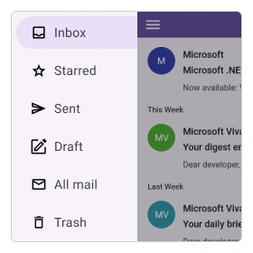 .NET MAUI Navigation Drawer control with reveal transition.