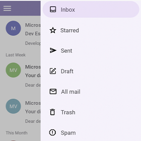 The .NET MAUI Navigation Drawer control is positioned at the right.