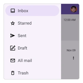 .NET MAUI Navigation Drawer control with slide on top transition.