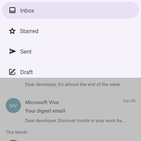 The .NET MAUI Navigation Drawer control is positioned at the top.