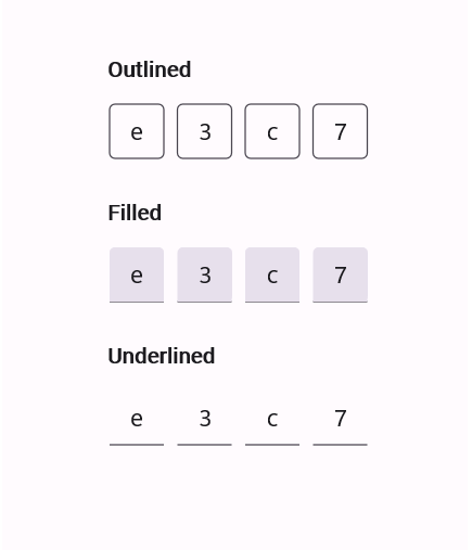 The .NET MAUI OTP Input control styling modes.